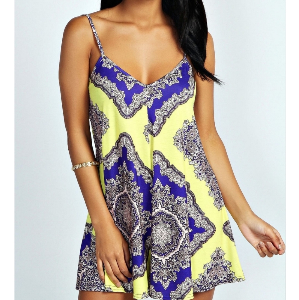 Yellow and Blue print Romper size 10